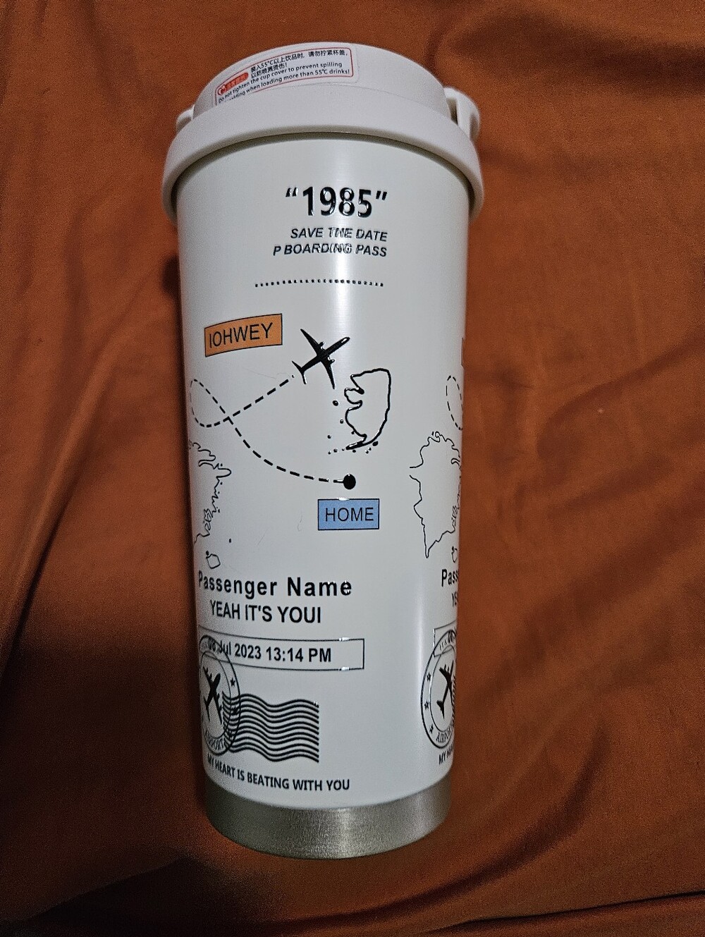 Nib Travel-Themed White Insulated Tumbler with Map Graphics
